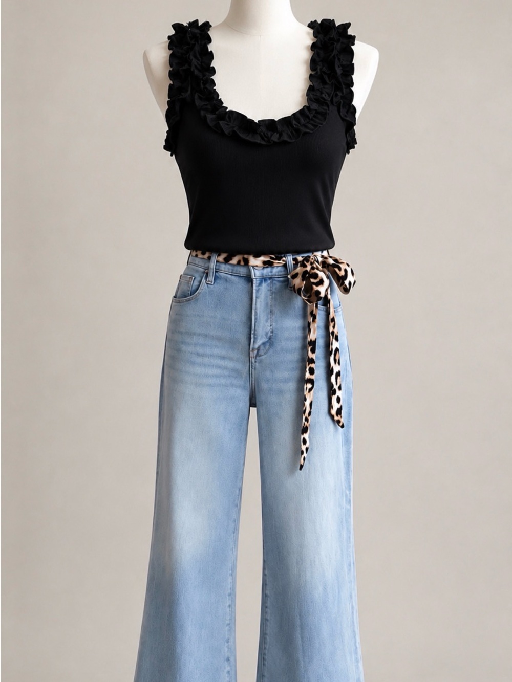 Urban Daizy Black Racerback Ruffle-Trim Ribbed Tank Top